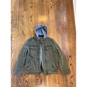Levi's Heavyweight Olive Green Hooded Sherpa Military Jacket Size Men's Medium